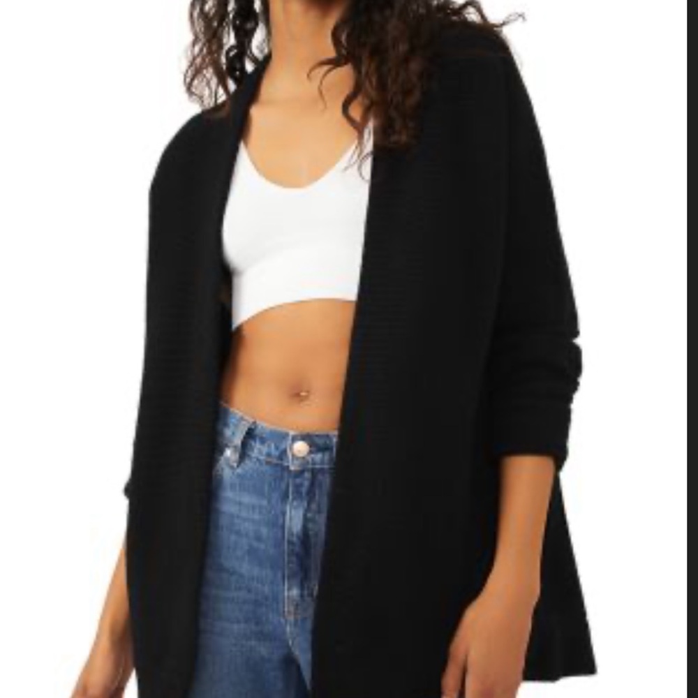 NWT FREE PEOPLE ottoman ribbed black open cardigan size XS